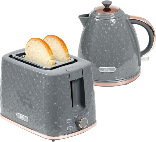 1.7L Kettle and 2 Slice Toaster Set Grey