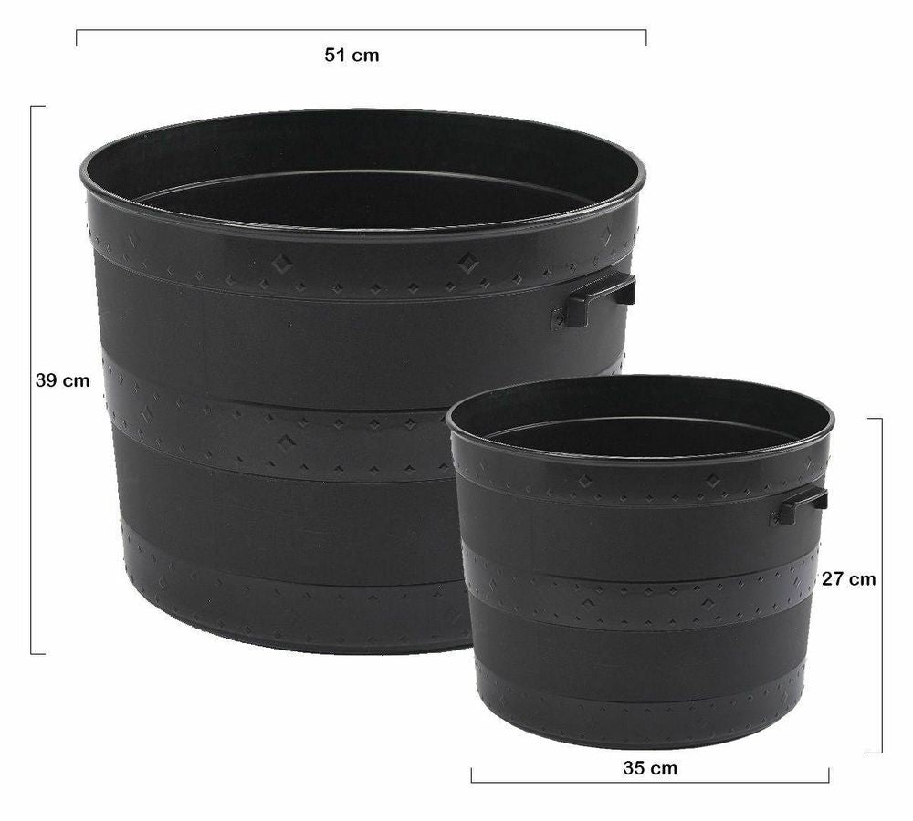 Plastic Barrel Plant Pot Black