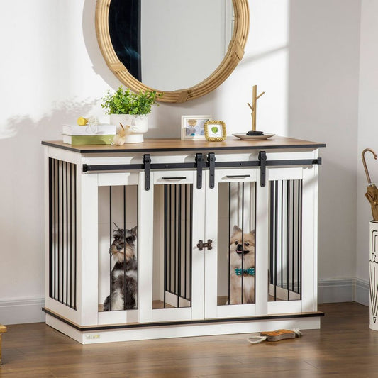 White Large Dog Crate with Divider