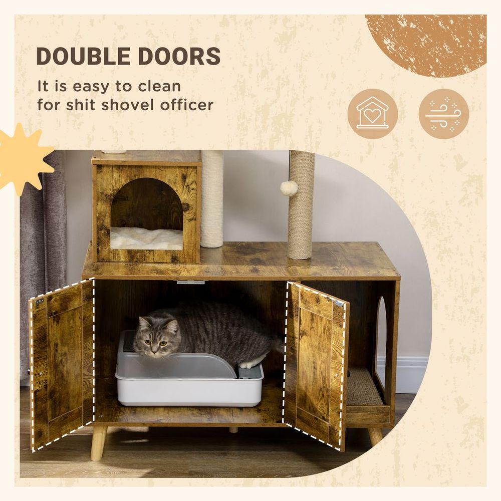 Cat Tree Enclosure with Litter Box