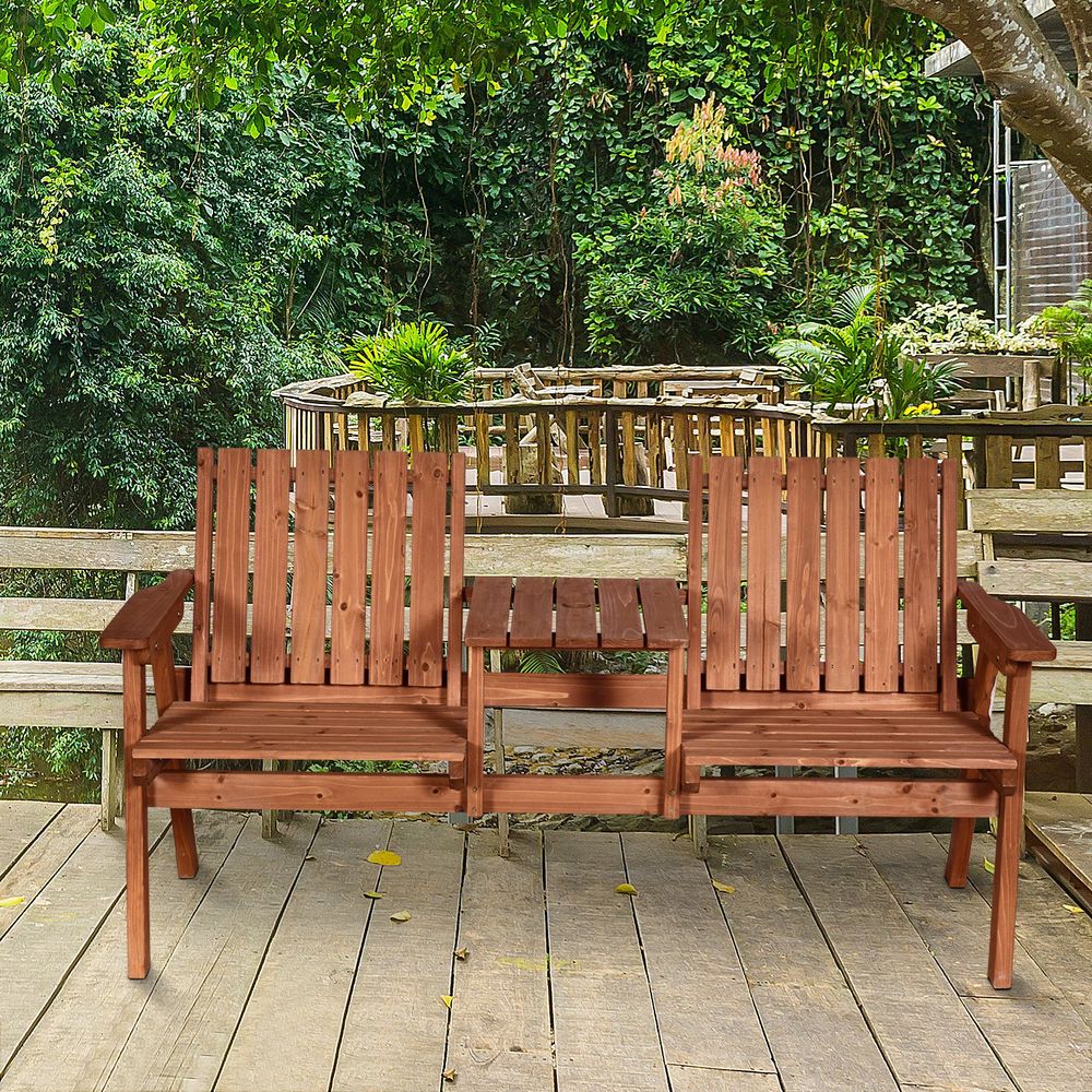 Wooden Garden Bench for Two with Table