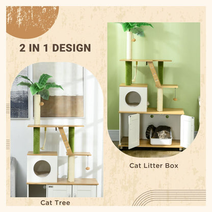 Leaf Cat Tree with Litter Box