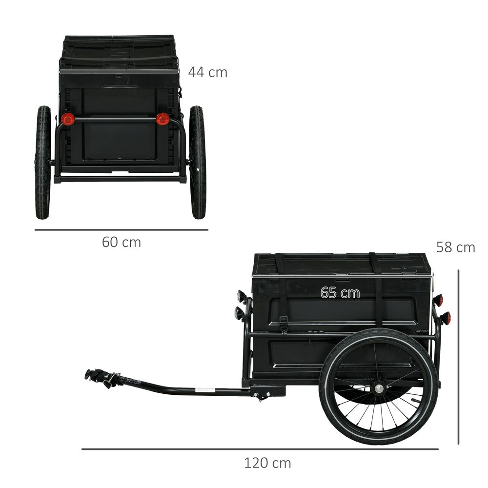 Bicycle Trailer with Foldable Storage Box - Black