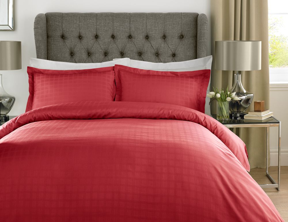 Duvet Set Chequered Pattern Red