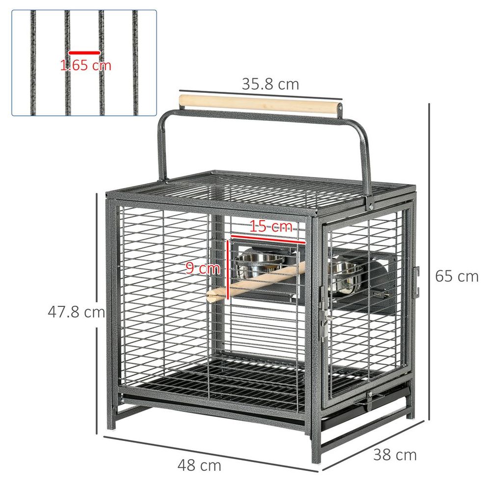 Bird & Parrot Cage with Wooden Perch