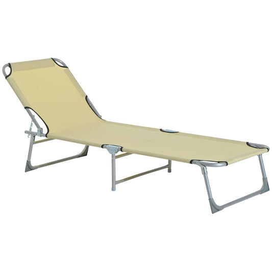 Beige Folding Sun Lounger