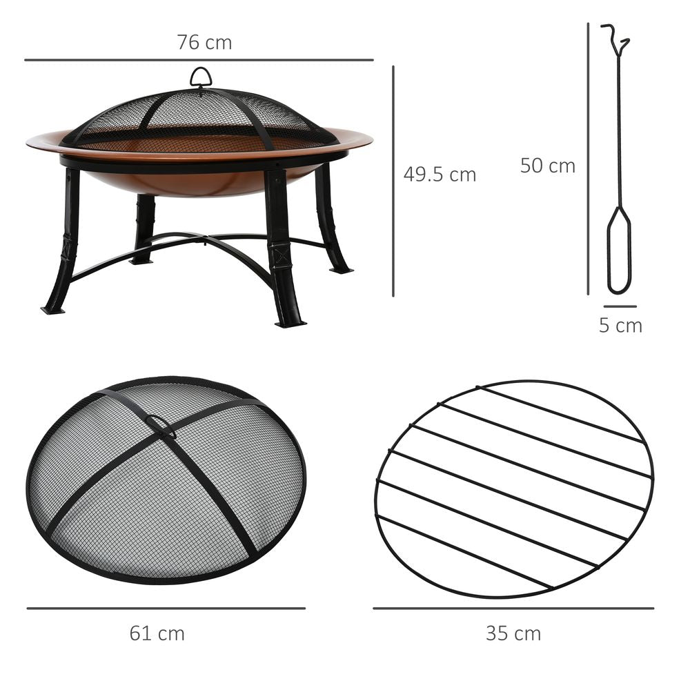 Steel Fire Pit with Spark Cover