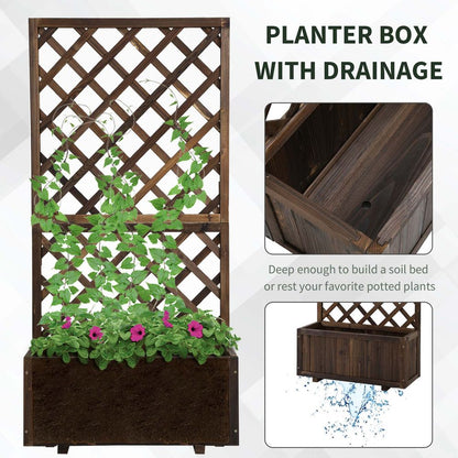 Pine Planter Trough with Trellis