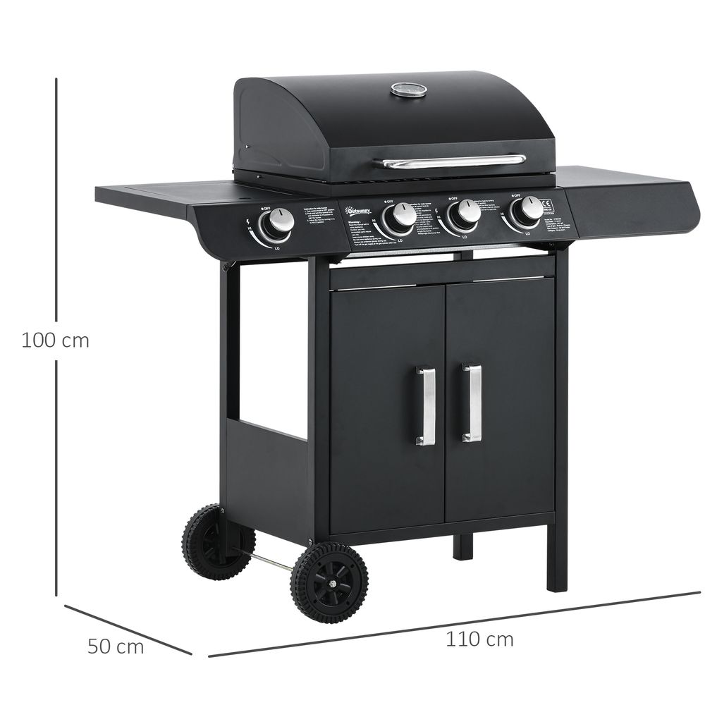 Gas Burner Barbecue with Wheels