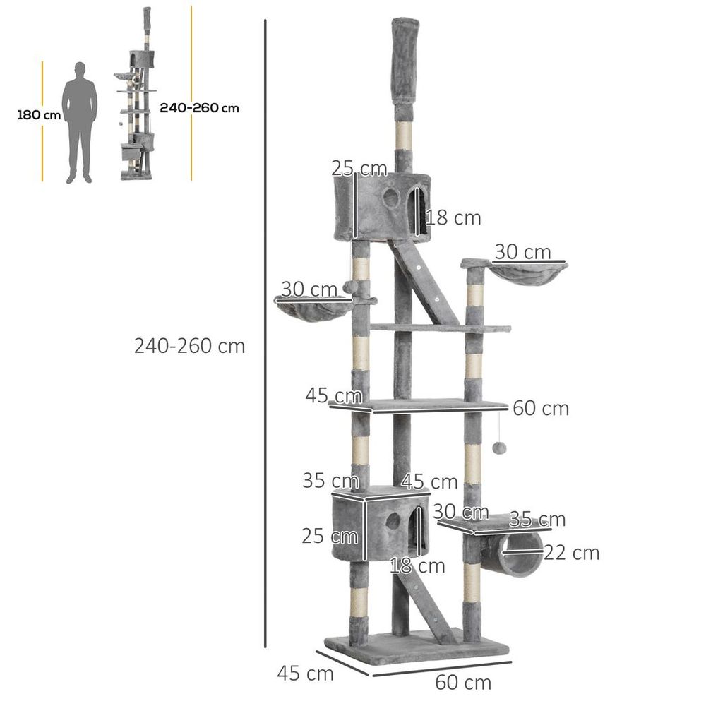 Floor to Ceiling Cat Tree Light Grey