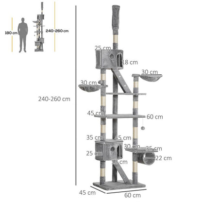 Floor to Ceiling Cat Tree Light Grey