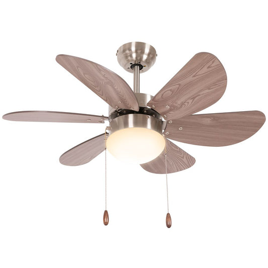 Pull Chain Ceiling Fan With Light Brown
