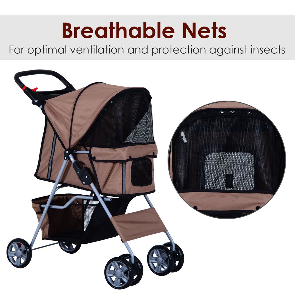 Foldable Pet Stroller Brown