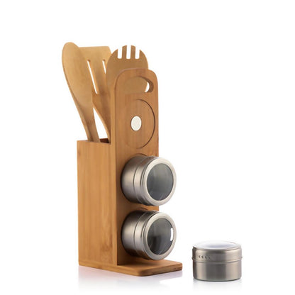 Bamboo Utensil & Spice Rack Set