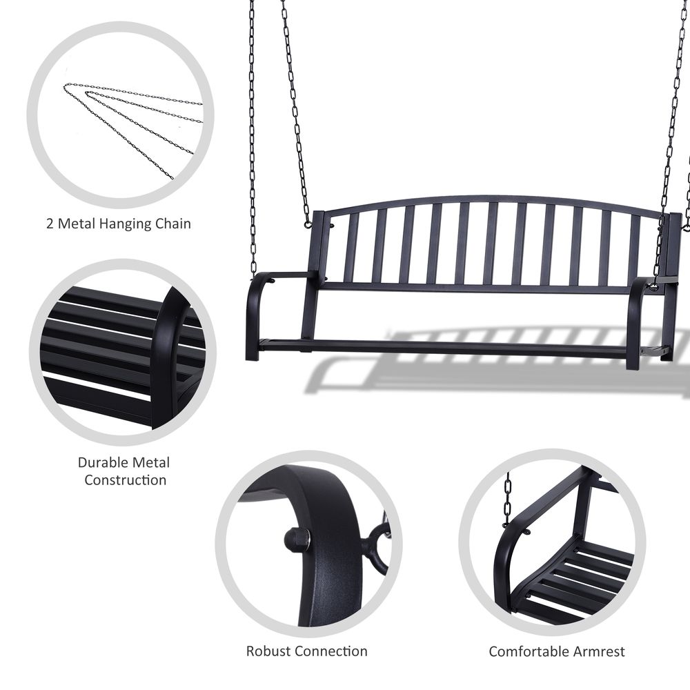 2-Seater Swing Chair - Black Metal