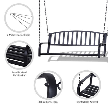 2-Seater Swing Chair - Black Metal