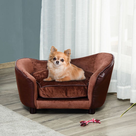 Brown Vintage Sofa Raised Pet Bed