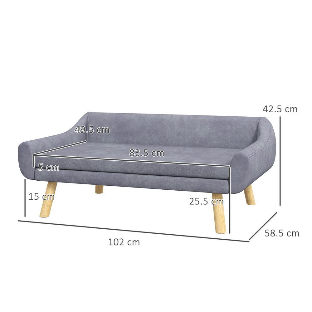 Grey Sofa Style Raised Dog Bed