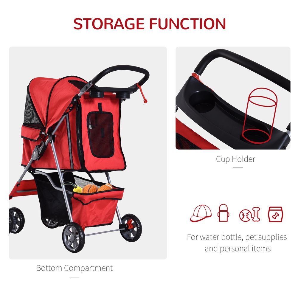 Foldable Pet Stroller Red