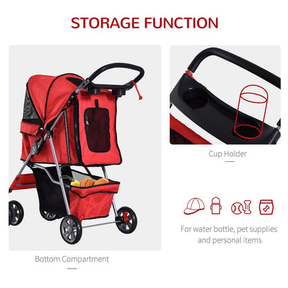 Foldable Pet Stroller Red