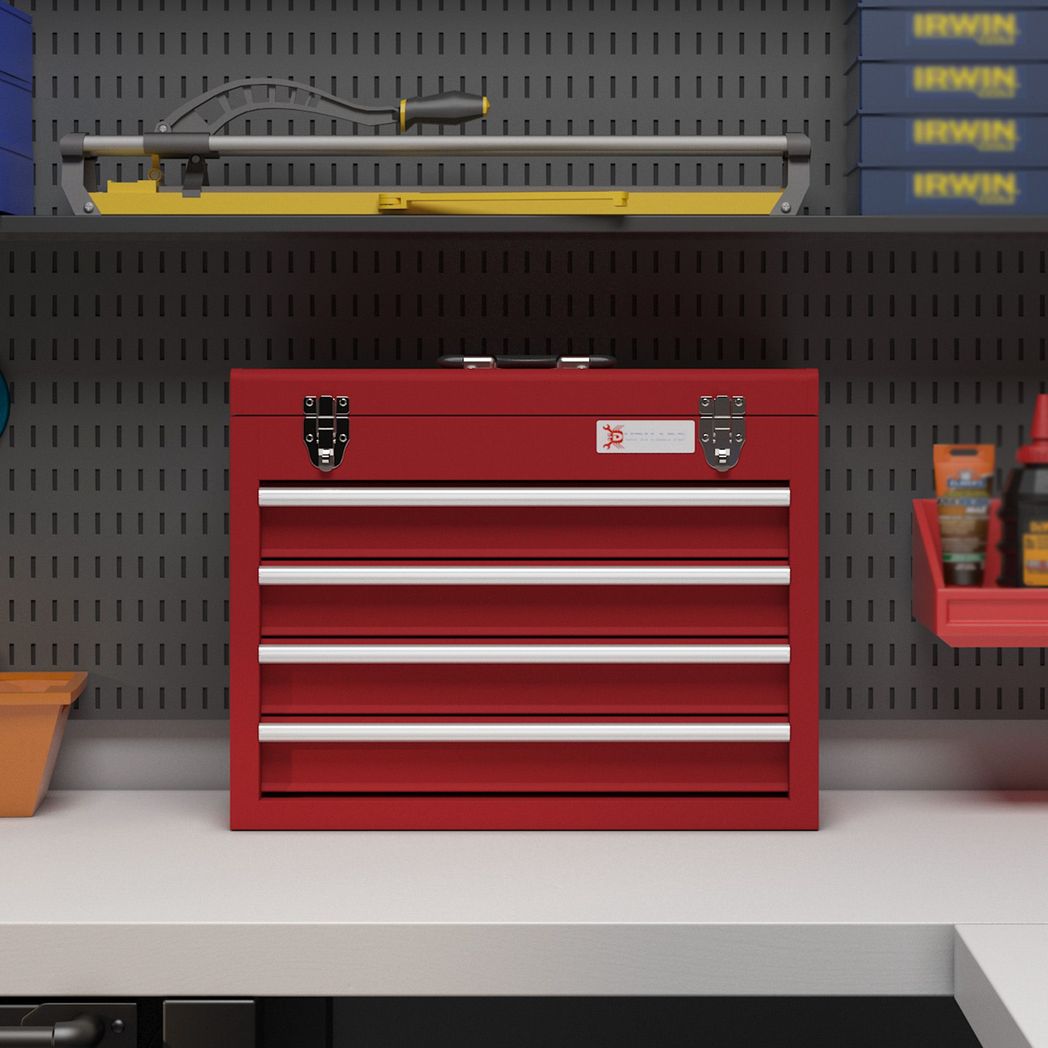 Red Lockable 4 Drawer Tool Chest