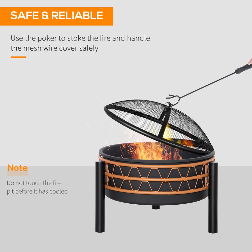 Fire Pit with Screen Cover 64cm