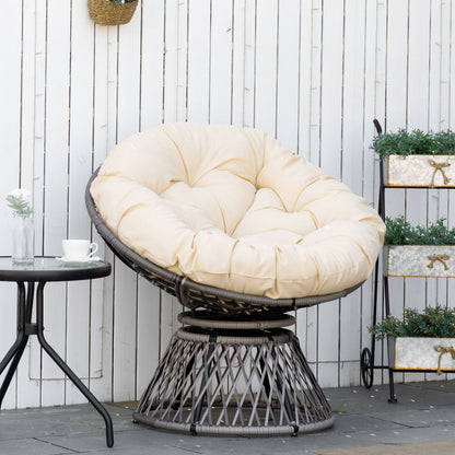 Rattan Bowl Chair with 360 Degree Swivel Beige