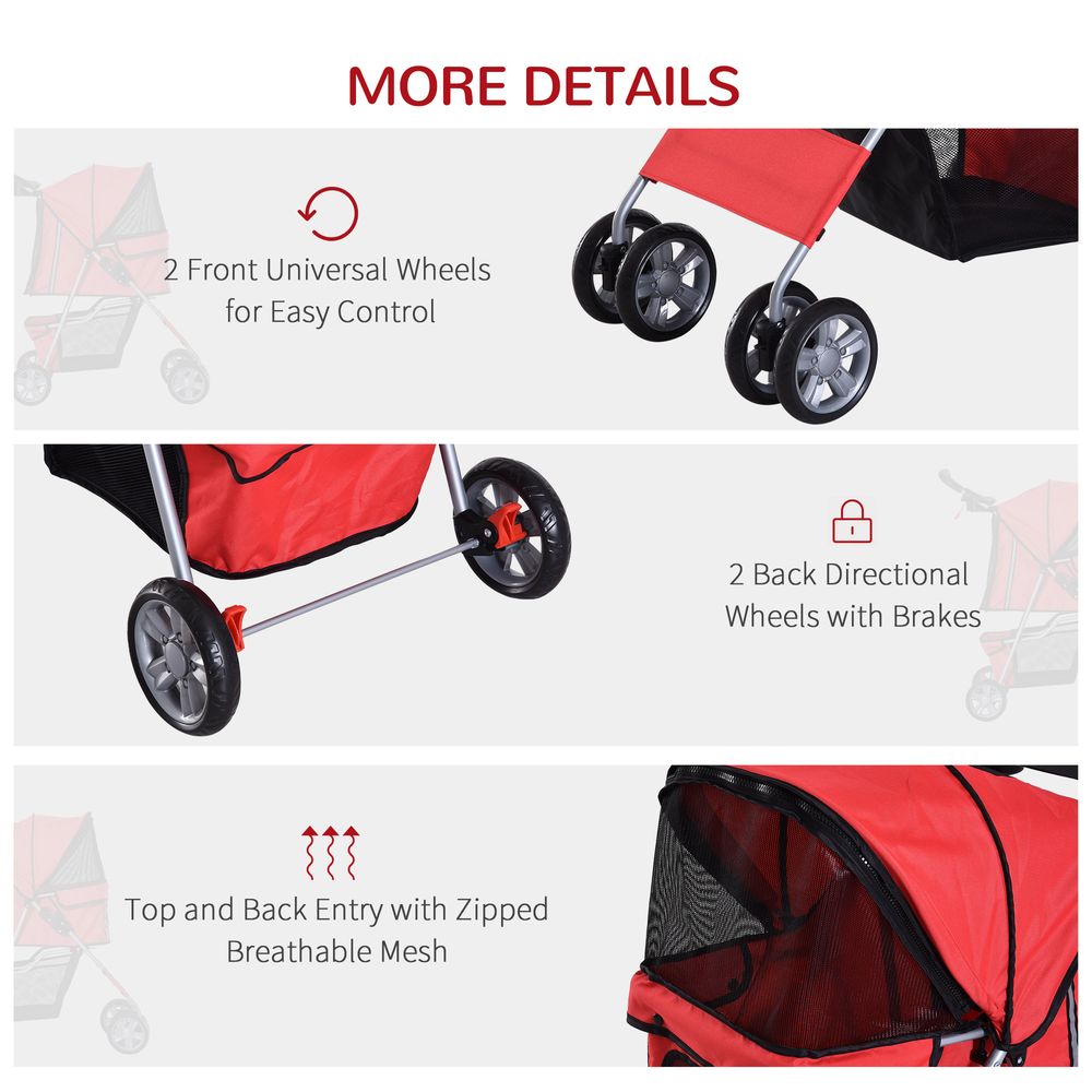 Foldable Pet Stroller Red