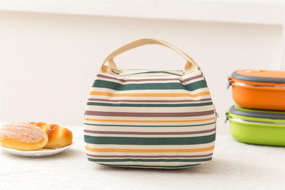 Striped Canvas Thermal Lunch Bag