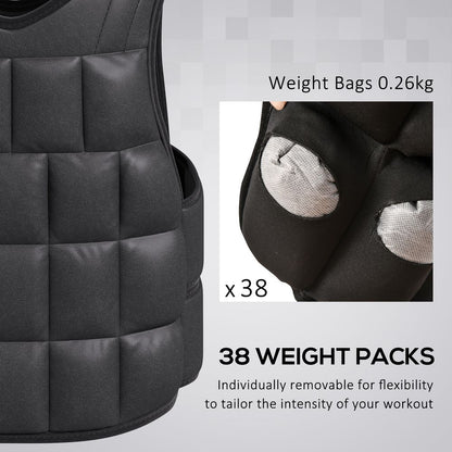 Black Adjustable 15KG Weight Vest