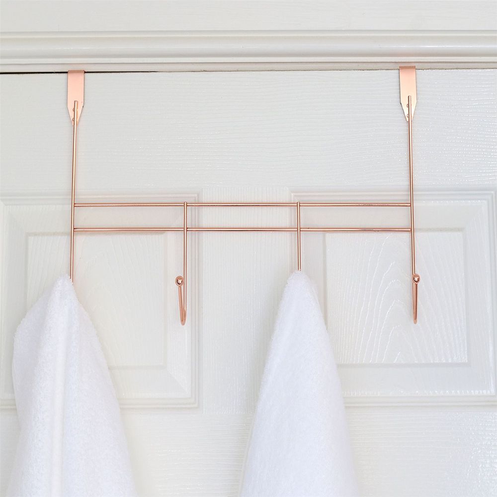 4 Coat Hooks Over Door in Rose Gold