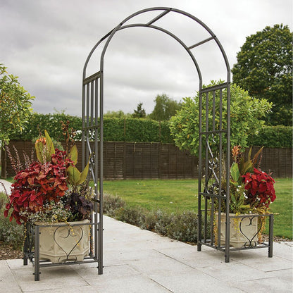 Ornate Steel Arch and Planters