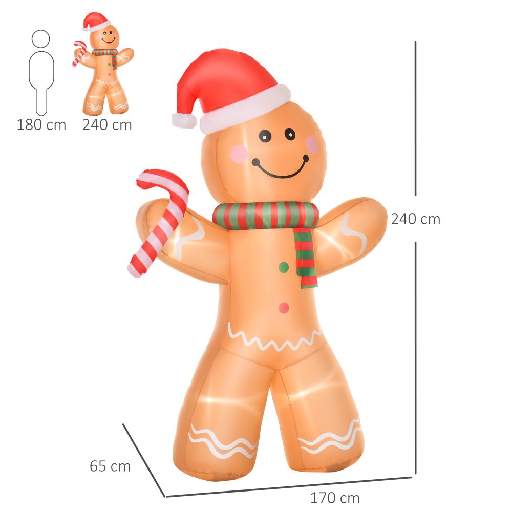 Light Up Inflatable Christmas Gingerbread Man 2.4m