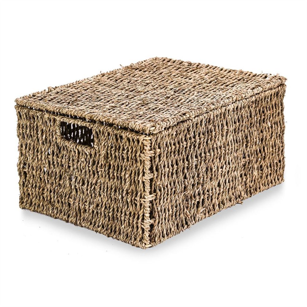 Woven Seagrass Storage Basket with Lid