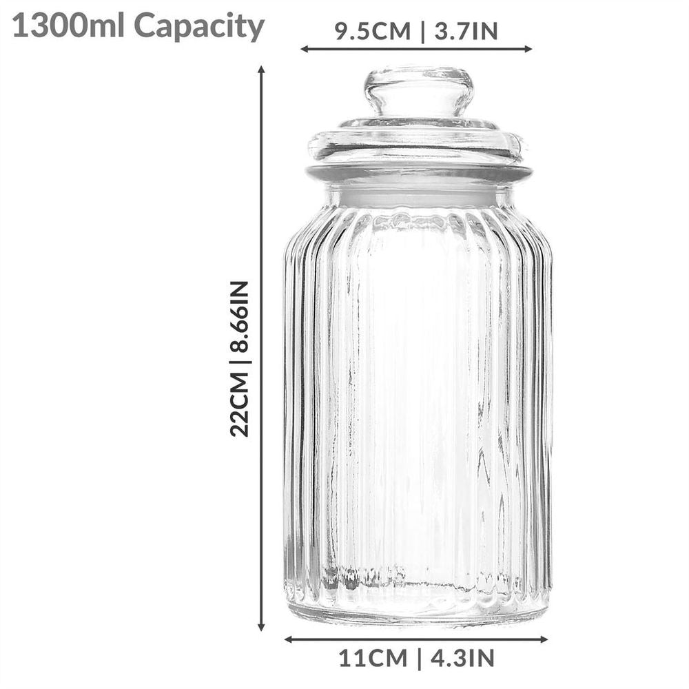 Set of 3 1.3L Vintage Airtight Glass Jars