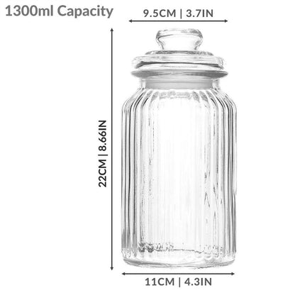 Set of 3 1.3L Vintage Airtight Glass Jars