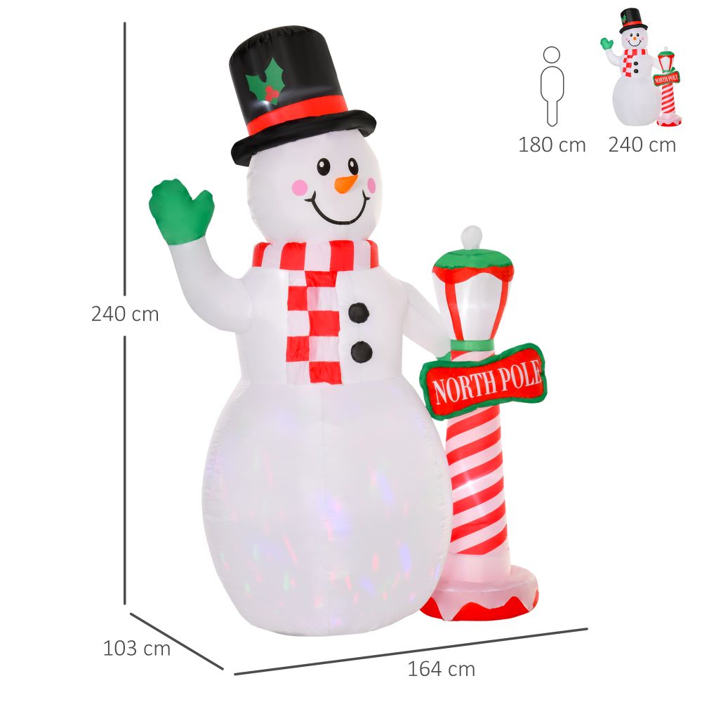 Inflatable Light Up Christmas Snowman and Street Lamp 7.8ft