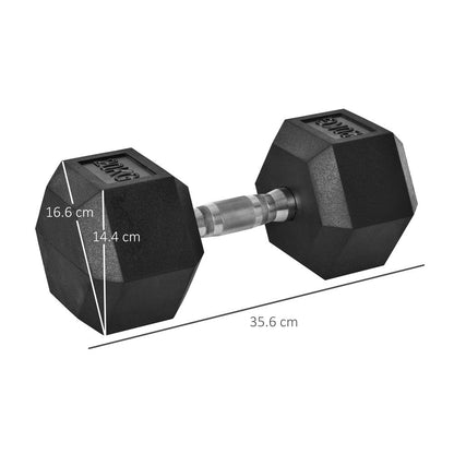 Single Rubber-Coated Hex Dumbbell 20KG