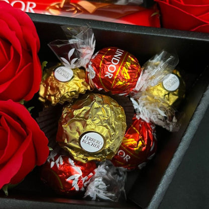 Chocolate Ferrero Rocher & Lindt Red Rose Bouquet