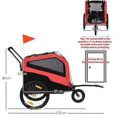 Large Dog Stroller for Bikes in Red