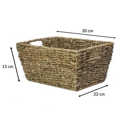 Natural Seagrass Woven Storage Baskets x4