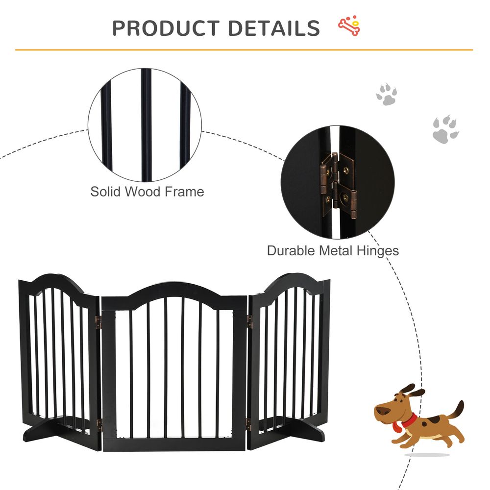 Black Wood Dog Gate with Support Feet - 3 Panels