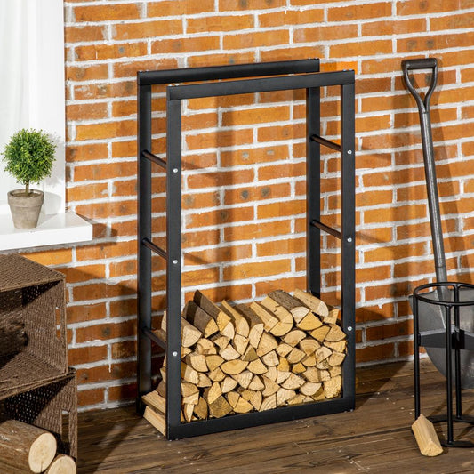 Rust-Resistant Log Rack for Firewood Black