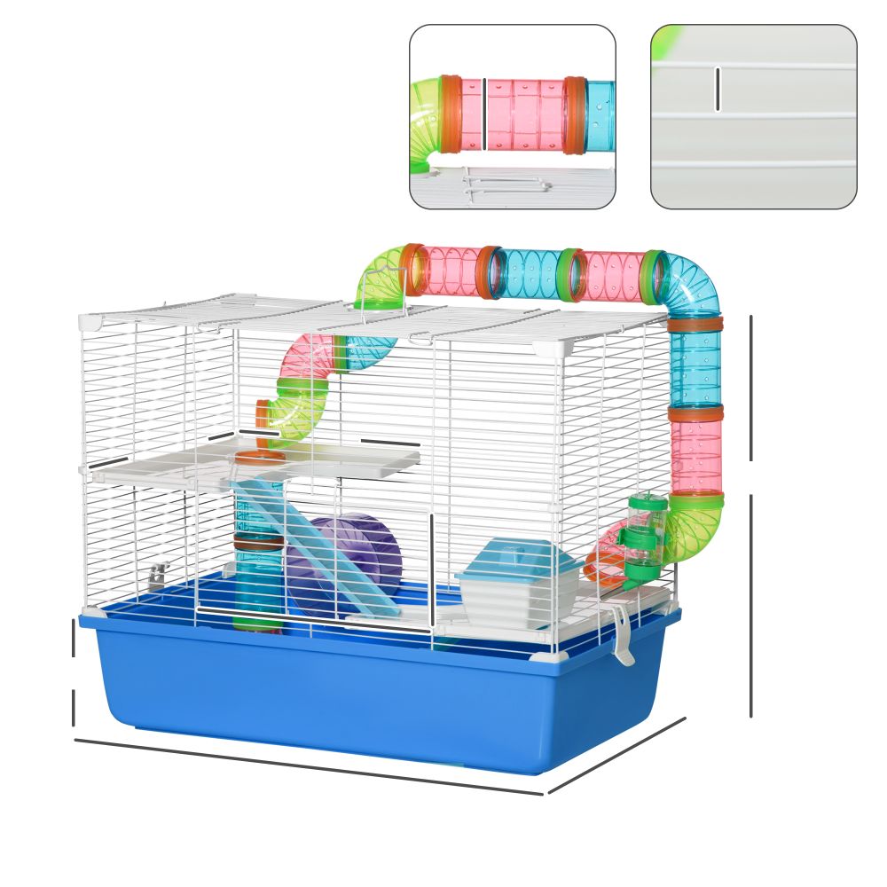 Blue Hamster Cage with Water Bottle