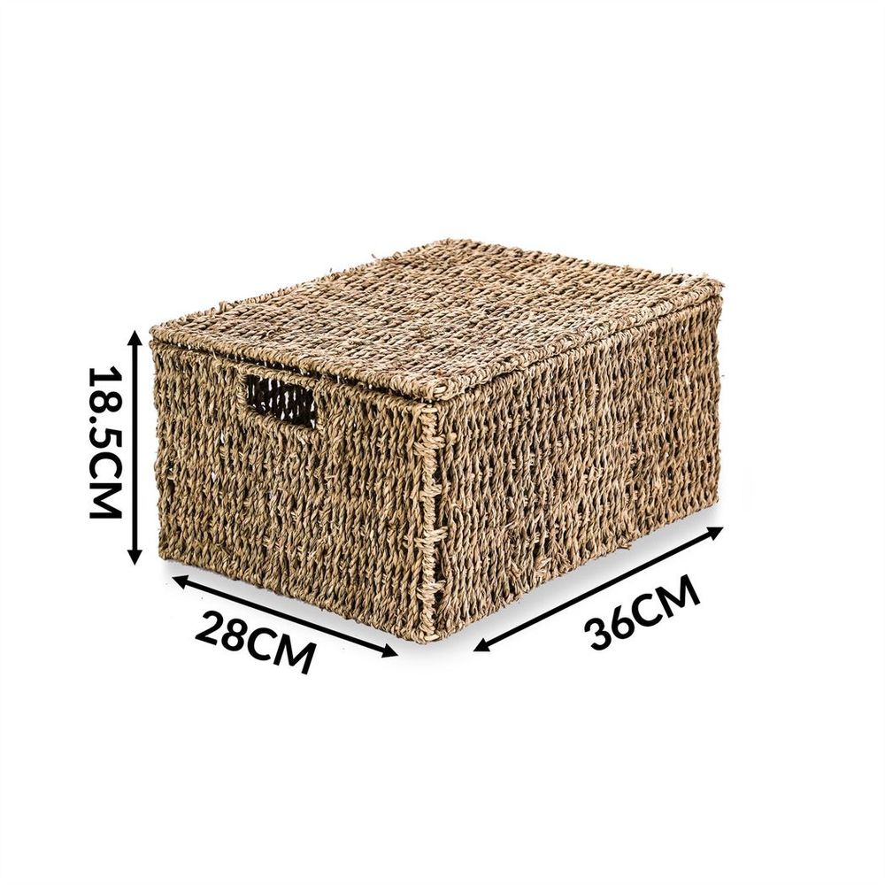 Woven Seagrass Storage Basket with Lid