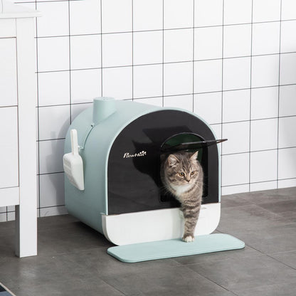 Green Hooded Cat Litter Box