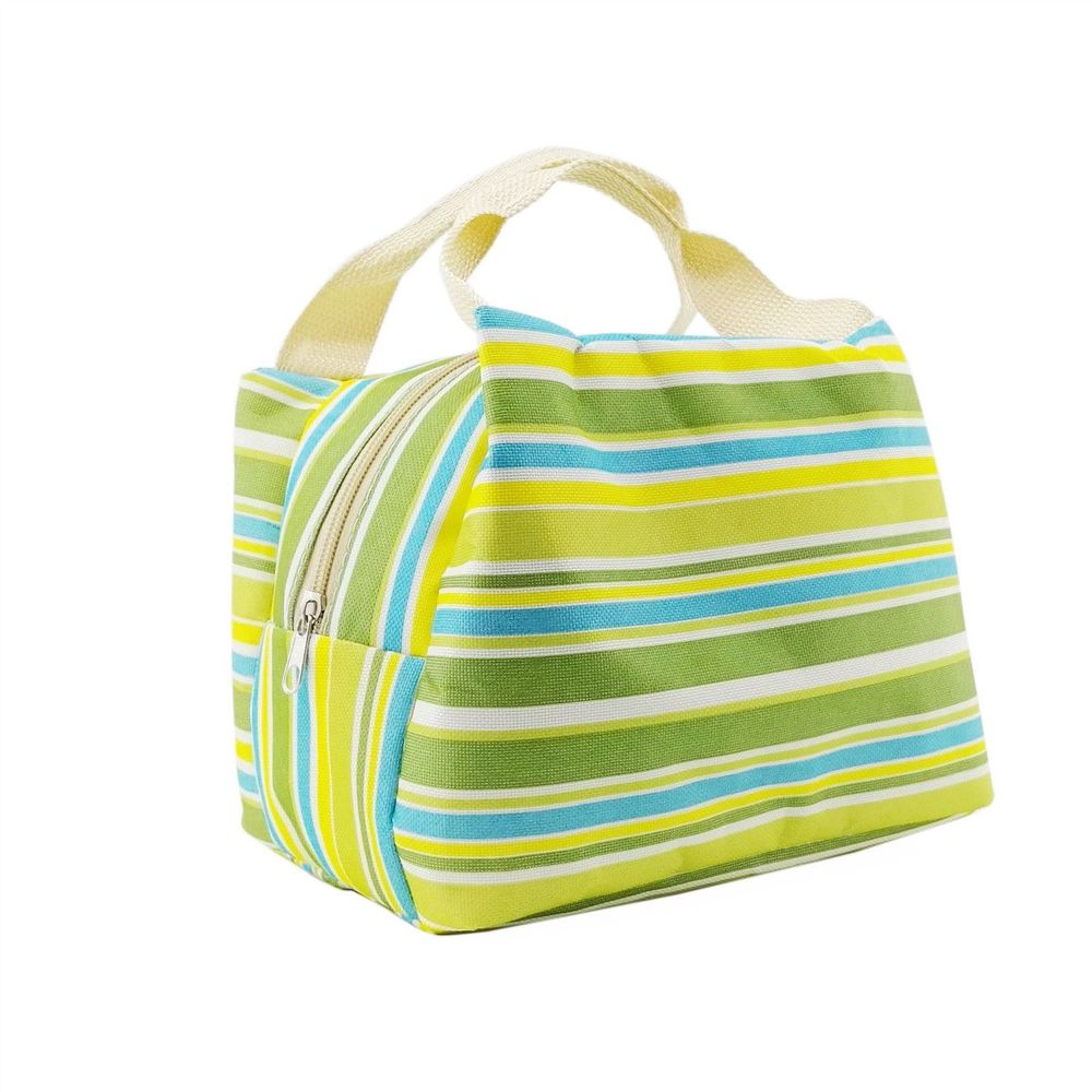 Striped Canvas Thermal Lunch Bag