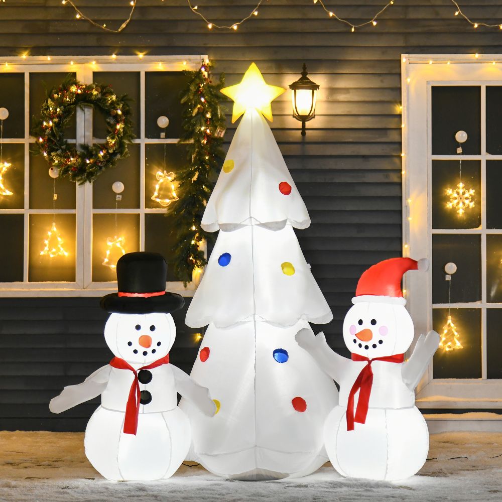 LED Christmas Tree and Snowmen Inflatable 6ft