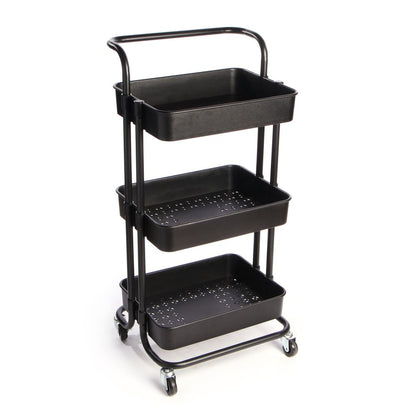 3 Tier Storage Trolley Black