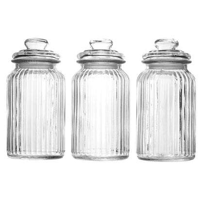 Set of 3 1.3L Vintage Airtight Glass Jars